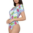 thumbnail image 2 of Naloa Strawberry And Flowers Women's Short-Sleeved Onesie, One-Piece Swimsuit for Parties, dates, clubs - Small, 2 of 9