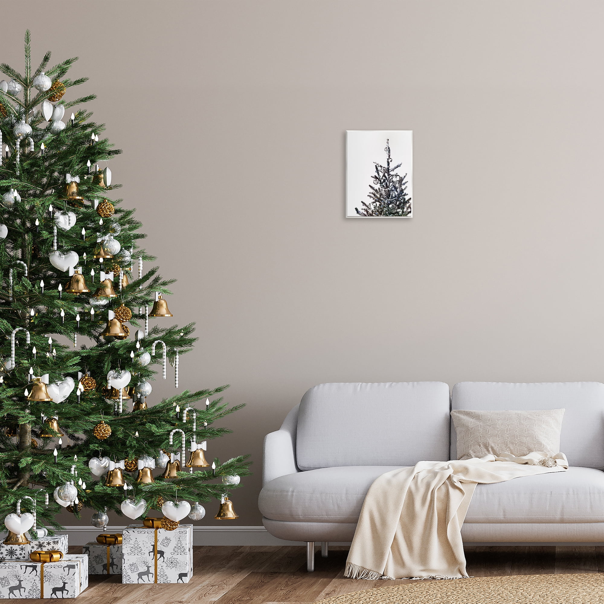 Stupell Industries Christmas Tree Disco Balls Holiday Painting Unframed Art Print Wall Art, 11 x 14