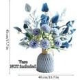 thumbnail image 2 of Artificial Flowers Fake Hydrangea with Eucalyptus Bouquet Faux Chrysanthemum Ball 1 Bunch Silk Faux Flowers for Wedding Christmas Living Room Porch Decoration Blue(Vase NOT Including),Topboutique, 2 of 5