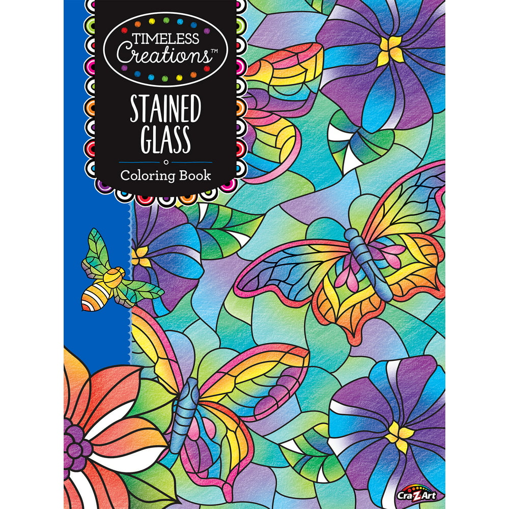 Cra-Z-Art Timeless Creations Coloring Book, Stained Glass, 64 Pages ...
