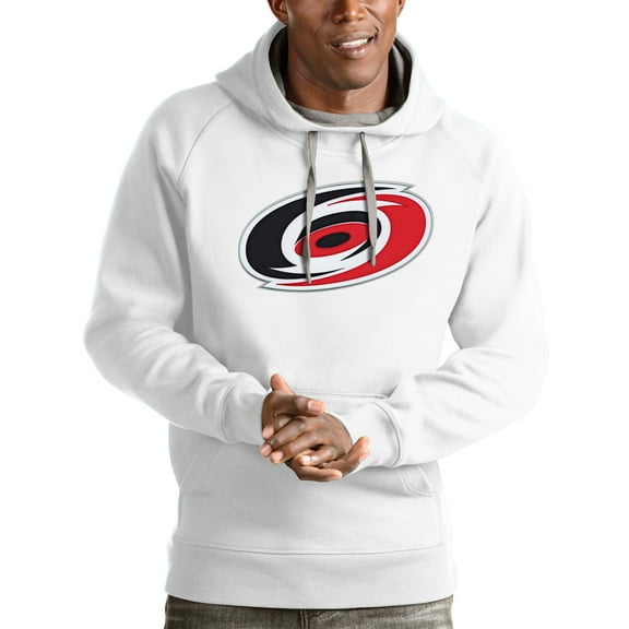 Men's Antigua White Carolina Hurricanes Logo Victory Pullover Hoodie