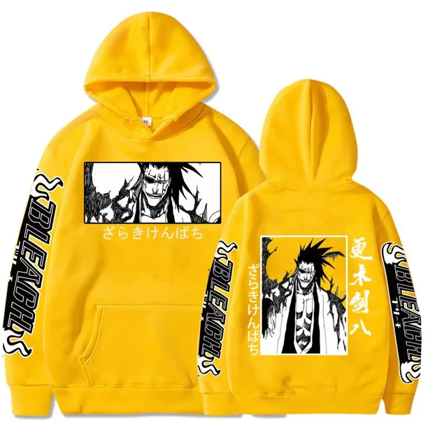 Anime japonés Bleach Y2K hombres Zaraki Kenpachi manga sudaderas con capucha gráfico de talla grande divertido Harajuku jerseys de dibujos animados sudaderas masculinas