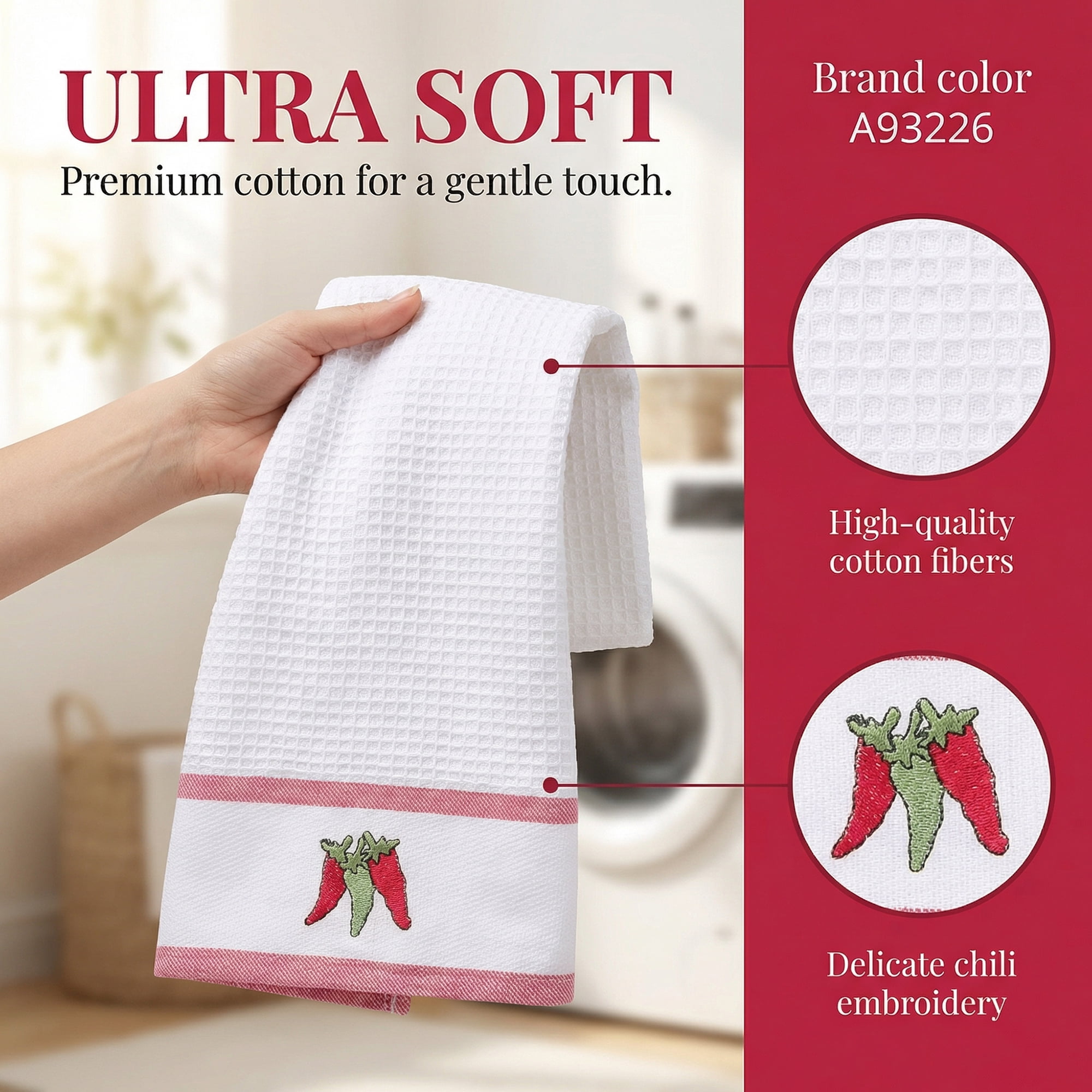 Unique Bargains 2Pcs Cotton Absorbent Fast Drying Dish Towels White Pears 25" x 15"