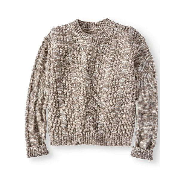 Pink Angel - Pink Angel Girls Pearl Cable Knit Sweater, Sizes 4-16 ...