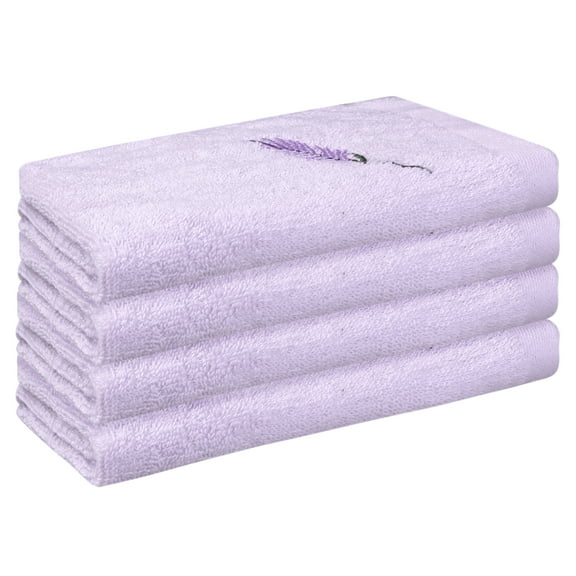 REGALWOVEN Lavender Cotton Pattern Washcloths Highly Absorbent Low Linting Face Towel Light Purple 4