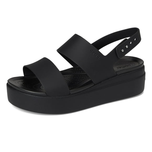 Sandalias con cuña Crocs Brooklyn Low para mujer, color negro, talla 6M