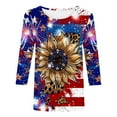 thumbnail image 4 of GERsome 4th of July 3/4 Sleeve Womens Tops Casual Loose Fit Crewneck T Shirts American Flag Patriotic Tee Shirts S-3XL, 4 of 5