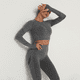 thumbnail image 5 of Ropa de yoga sin costuras europea y americana, de manga larga, elástica, plisada, de secado rápido, ropa de yoga de fitness de manga larga, 5 of 6