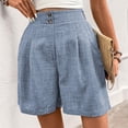thumbnail image 5 of Shorts High Waisted Pleated Lightweight Casual Summer Trendy 2026 Work Trouser Shorts with Pockets Light Blue M, 5 of 6