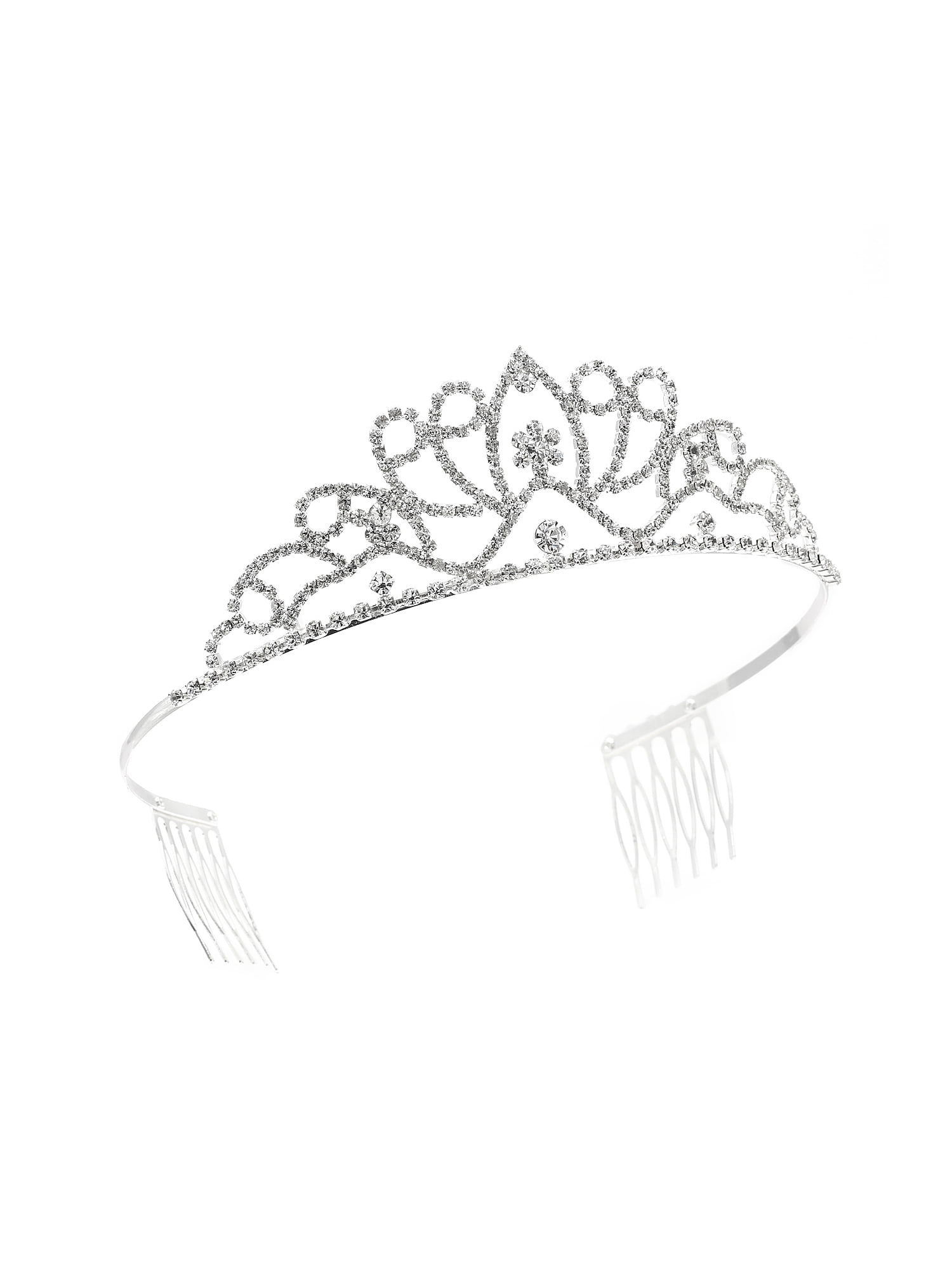Silver Crystal Rhinestone Princess Tiara Crown