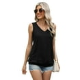 thumbnail image 5 of TEMOFON Tank Tops for Women Summer V Neck Sleeveless Tops Black Casual Loose Fit Flowy Tunic tops Beach Vacation Shirts L, 5 of 5