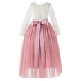 thumbnail image 2 of Ekidsbridal Girl Pageant Flower Girl Dress - Long Sleeves Scalloped Lace A-Line Tulle 290R7-A (Size: M-10), 2 of 3
