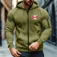 thumbnail image 6 of Long Jacket for Men, Men's Cargo Style Long-Sleeve Hooded Casual Jacket with Canadian Flag Embroidery, Multiple Pockets, Zipper & Raglan Sleeves, Hooded Jackets for Men, 6 of 7