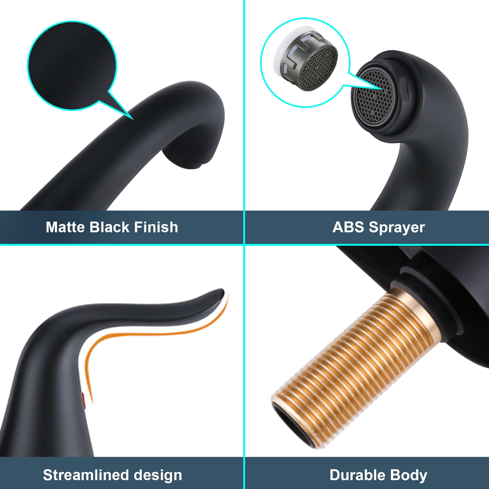Wowow 2 Handle 4 inch Centerset Bathroom Basin Faucets in Black