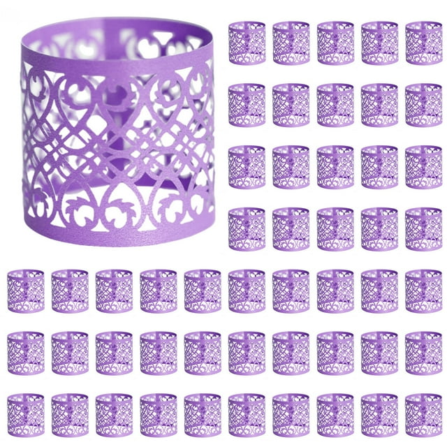 Napkin Rings TASTAN Disposable Napkin Rings - 50-Pack Self-Adhesive Foil Cut-Out Rings for Wedding, Birthday, and Holiday Table Decor Easy-To-Use for Elegant Party Settings and Formal Dining, F