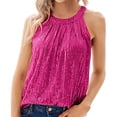 thumbnail image 2 of Dyfzdhu Sequin Tank Tops for Women Sleeveless Sparkly Party Nightclub Trendy Halter Top Summer Hot Pink, 2 of 8