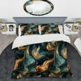 thumbnail image 2 of Designart "Essence of Gold and Teal Cosmic I" Marble Bedding Covert Set - Glam Bed Set With 2 Shams, 2 of 5