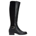 thumbnail image 2 of ALFANI Womens Black Buckle Accent Comfort Stretch Arch Support Kallumm Round Toe Block Heel Zip-Up Riding Boot 5 M, 2 of 4