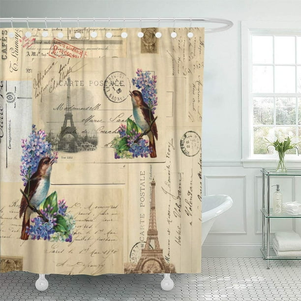 Cynlon Purple Vintage Paris Bird On Lilacs Fl Eiffel Tower Bathroom Decor Bath Shower Curtain 60x72 Inch Com Cynlon Purple Vintage Paris Bird On, Paris Themed Bathroom Shower Curtain