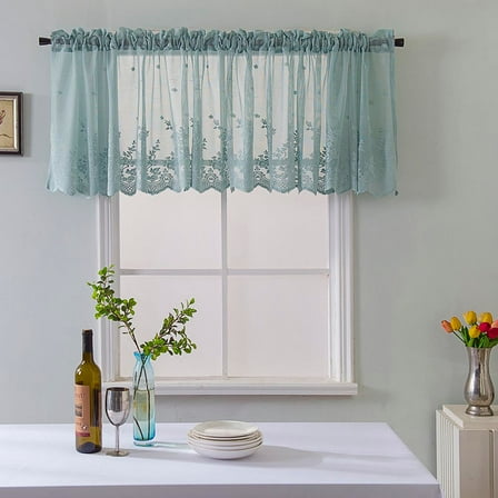 Teissuly Woven Textured Valance for Bathroom Water Repellent Window Covering