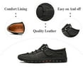 thumbnail image 2 of Mens Casual Leather Shoes Fashion Sneakers Lightweight Non-slip Loafers Outdoor Breathable Hiking Shoes Black 6.5 US, 2 of 7