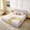 Pink, variant on King Size Upholstered Bed Frame, Modern Minimalist Platform Bed with Curved Headboard, Circle Yarn Fabric, Sturdy Support, No Box Spring Needed, Beige