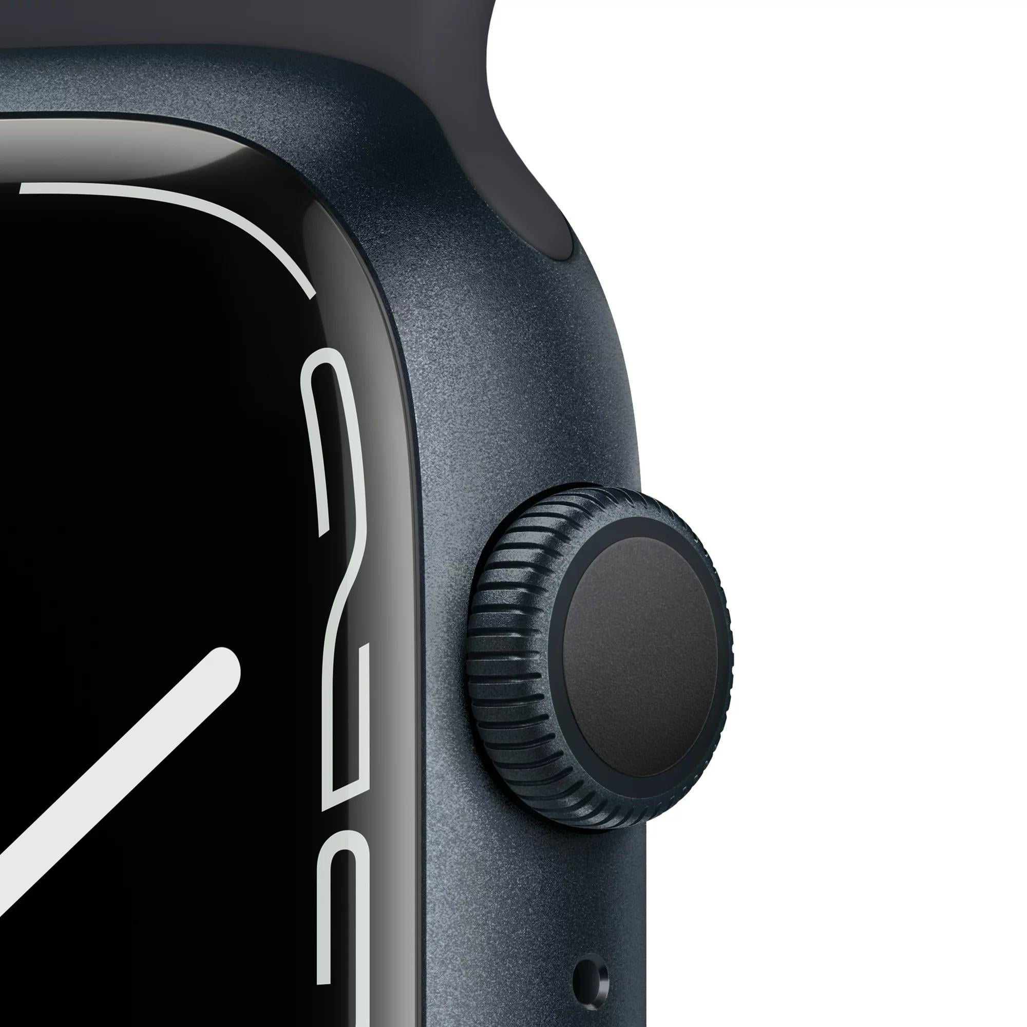Restored Apple Watch Series 7 (GPS, 41 mm) Midnight Aluminum Case with Midnight Sport Band Bundle 5 Bonus Bands, Charging Stand, Screen Protector, & 2 amp charger (Refurbished)