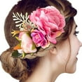 thumbnail image 2 of XASZHN Flower Metal Hair Side Combs Slide Clips Floral Bows Barrettes Hot Pink_008 One Size, 2 of 5
