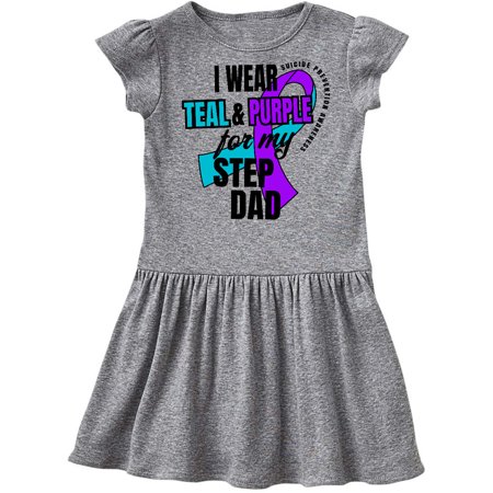 

Inktastic Suicide Prevention I Wear Teal and Purple for My Step Dad Gift Toddler Girl Dress