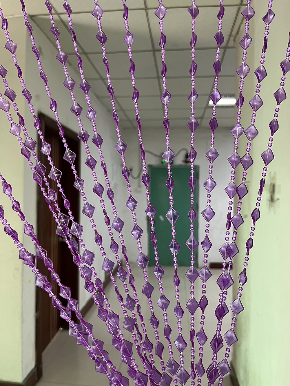 ZiDeTang Acrylic Maple Leaves Diamond Décor Beaded Door Curtain String Doorway Room Divider Window Tassel Blind Screen Panel (39.3"x76.7",Purple)