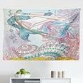 thumbnail image 1 of Mermaid Tapestry, Surreal Little Mermaid Enjoying Undersea Lady in Coral Reef Graphic Art, Fabric Wall Hanging Decor for Bedroom Living Room Dorm, 2 Sizes, White Grey, by Ambesonne, 1 of 1