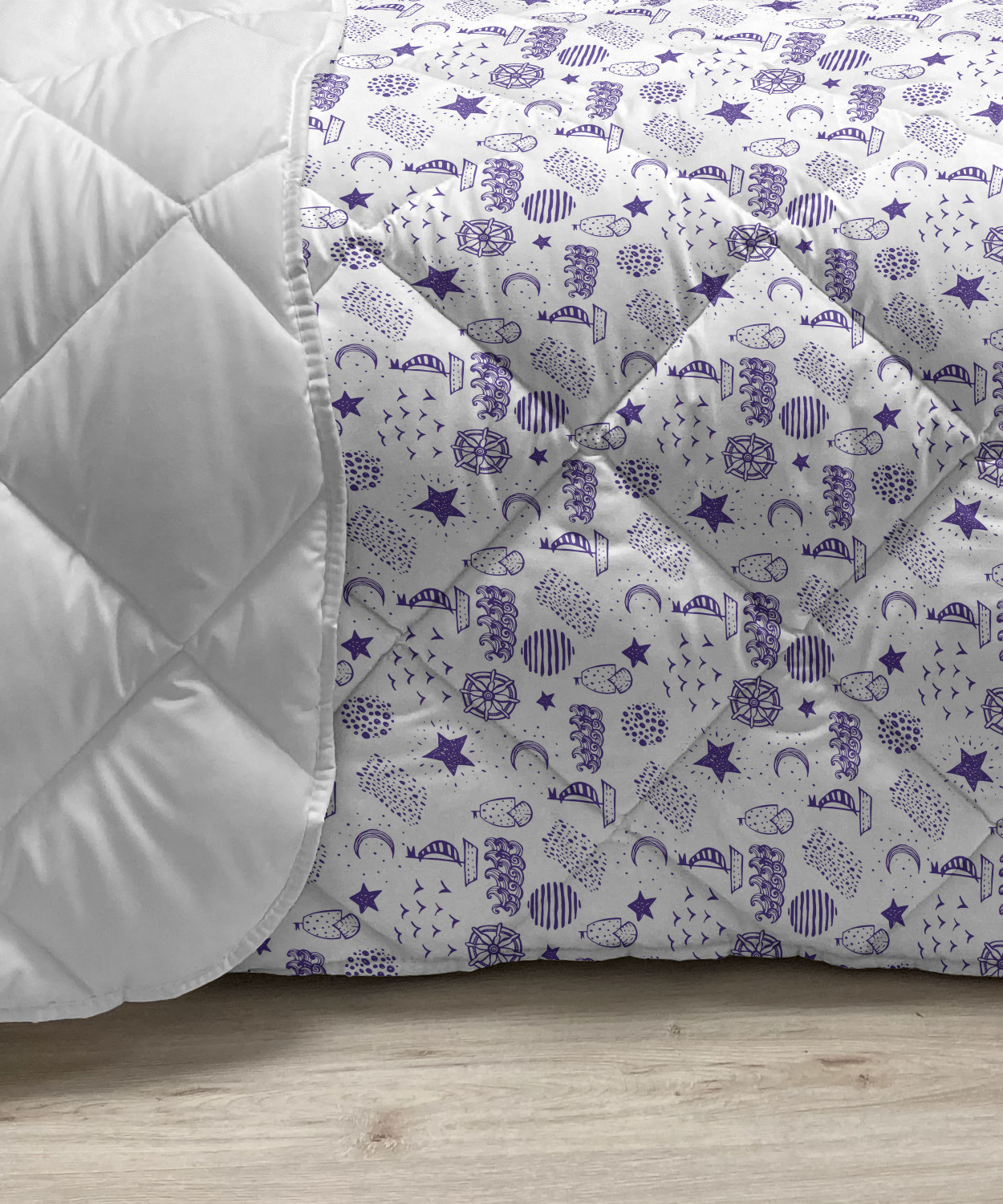 thumbnail image 3 of Floral Down Alternative Comforter, Flower Petals Blossoms Shabby Form Fragrance Florets Nature Spring Tropical Design, Microfiber Quilt for All Season, 5 Sizes, Teal Cream, by Ambesonne, 3 of 3