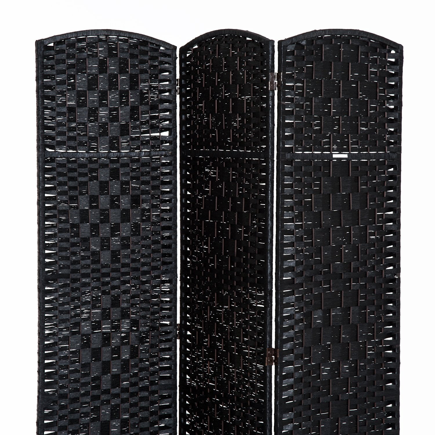 HomCom 6' Tall Wicker Weave 3 Panel Room Divider Privacy Screen - Black Wood