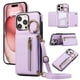thumbnail image 2 of Funda de cuero con correa para el hombro para iPhone, funda de lujo con cremallera para tarjetas, 11, 12, 13, 14, 15, 16 Pro Max Plus, funda con cordón para teléfono, 2 of 5