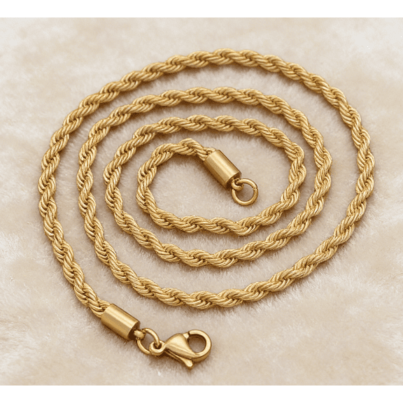 Gold Rope Chain Necklace for Men & Women - 14K Gold Plated Diamond-Cut Link Chain with Lobster Clasp, 18-24 Inch Unisex Jewelry Gift