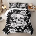 thumbnail image 2 of Homewish Halloween Goth Skull Twin Quilt Set,Victorian Romantic Flowers Twin Coverlet Set,Black White,2 Pieces, 2 of 7