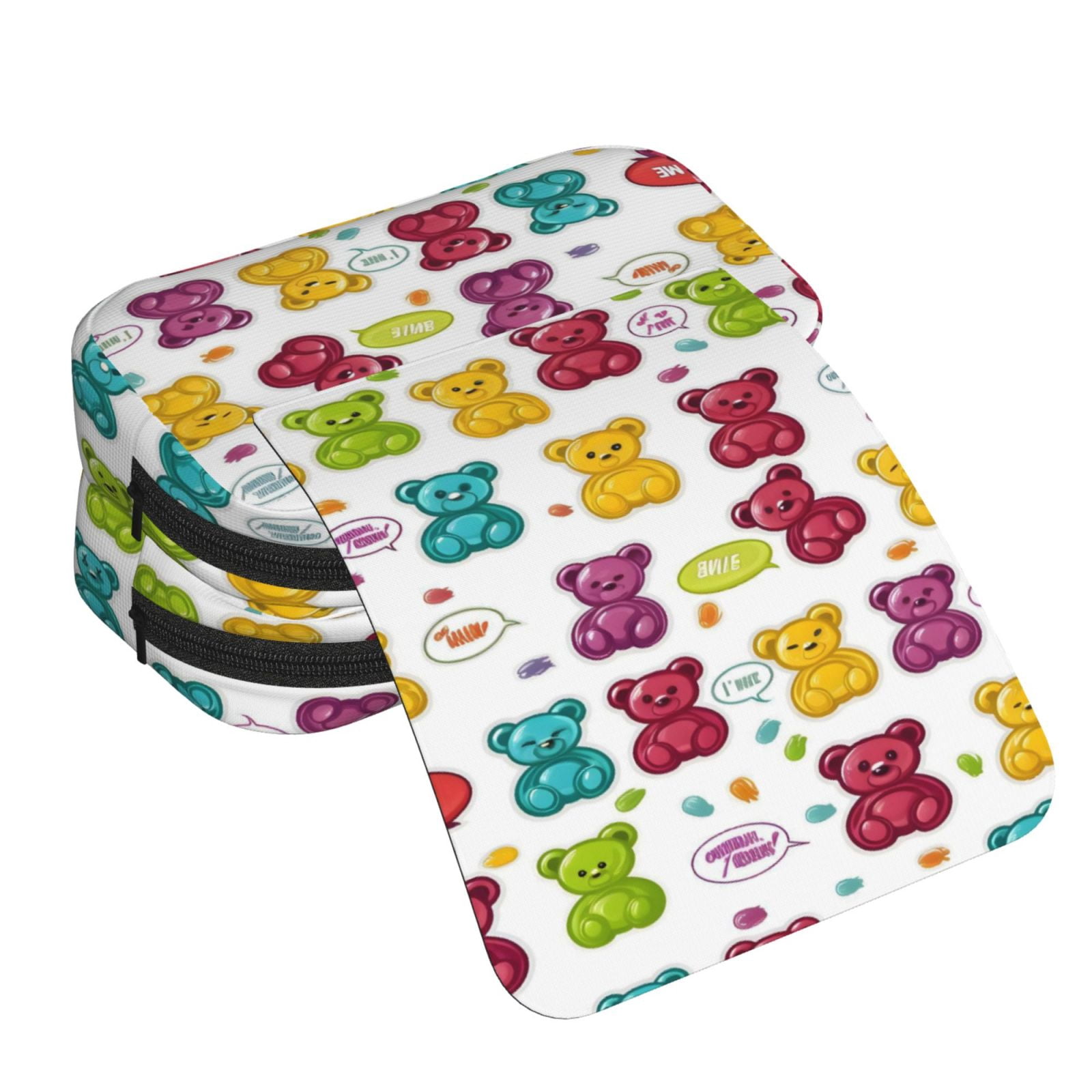 Large-Capacity Flip-Top Double-Layer Pencil Case, Multi-Functional Pocket Pen Case, Durable Stationery Organizer Colorful Gummy Bears Candies Jelly Sweets