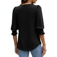 thumbnail image 6 of Fantaslook Blouses for Women Dressy Casual 3/4 Length Sleeve Womens Tops with Smocked Cuffs Fashion Shirts, 6 of 9