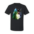 thumbnail image 2 of Earth Wolf Trees Mountains Nature Animal Lover Men's Graphic T-Shirt, Black, Small, 2 of 3