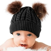 Baby Boy Girl Winter Earflap Hat Dotted Bonnet Toddler Warm Knitted Beanie Hat Pilot Cap