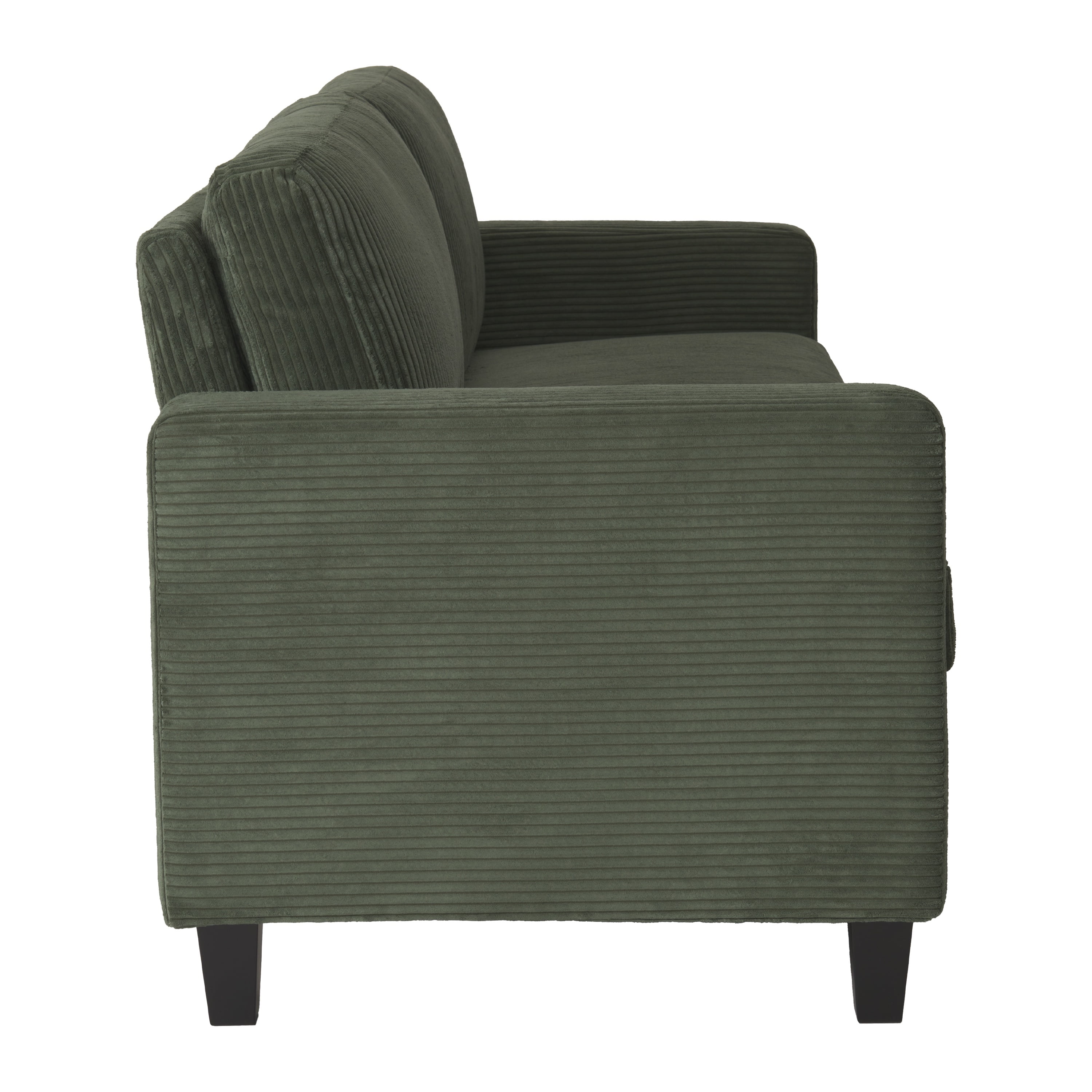 CorLiving Alton Green Corduroy Upholstered 3 Seater Sofa with Wood Legs