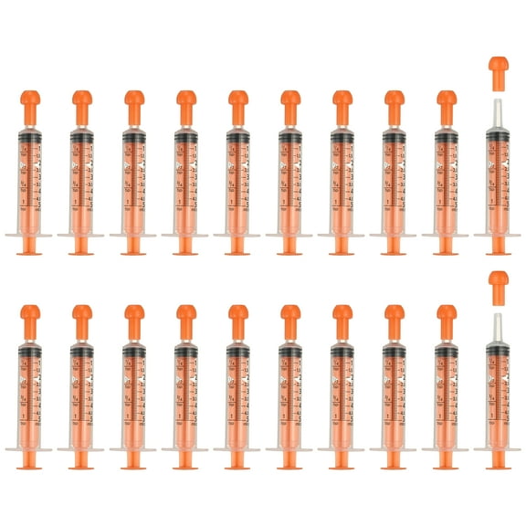 Uxcell Feeding Syringes with Cap Plastic Syringes Pet Feeding Measuring Tool No Needle, 5ml, Orange, 20 Pcs for Pets
