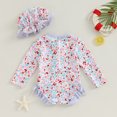 thumbnail image 4 of ESASSALY Infant Baby Girl One-Piece Swimsuit Floral Print Zipper Long Sleeve Ruffled Swimwear Bathing Suit, 4 of 8