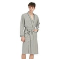 thumbnail image 2 of MintLimit Men's Robe Soft Kimono Full Length Knit Bath Robe Mens Long Sleeve Lightweight Nightgown Solid Color Bathrobe Sets with Pockets Gray , 2 of 5