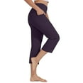 thumbnail image 4 of Clearance! Delayuji Tall Yoga Pants for Women Long Capri Pants for Yoga Capris with Pockets Plus Size Capri Leggings Straight Leg Crop Yoga Pant Womens Yoga Pants Purple Xxl, 4 of 4