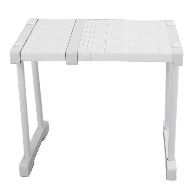 Estante expandible apilable con capacidad de carga de 121 lb, divisor de almacenamiento para armarios, alacenas, longitud de 27 a 38 cm (10,6 a 15 pulgadas)