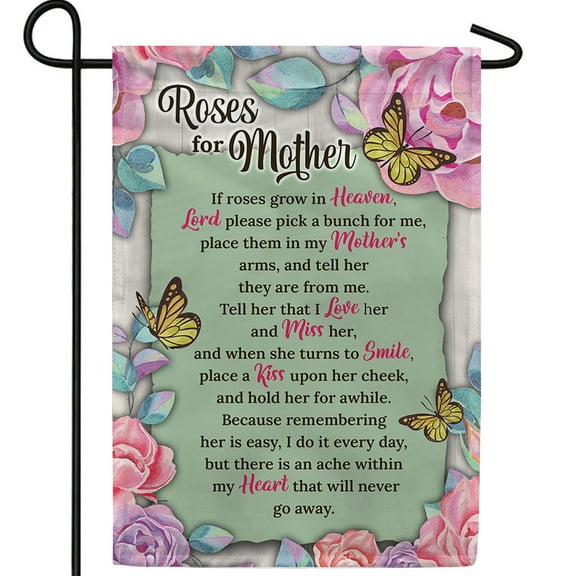 America Forever Mother Memorial Garden Flag 12.5 x 18 inch Double Sided Mother's Day In Heaven Bereavement Grave Decorations For Cemetery, Mom Remembrance Flag
