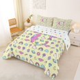 thumbnail image 2 of Manfei Lovely Rainbow Alphabet C Full Size Comforter Sets,Sweet Unicorn Bedding Comforter Set,Yellow,Polkadot Reversible,3pcs,1 Comforter and 2 Pillowcases, 2 of 7