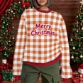 thumbnail image 6 of Womens Christmas Plaid Sweatshirts Long Sleeve Ugly Xmas Pullover Sweatshirt Crewneck Letter Graphic Tops, XL Orange, 6 of 7