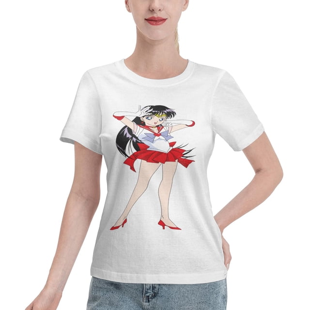 T-Shirt Basique à Manches Courtes pour Femmes Sailor Moon Rei Hono